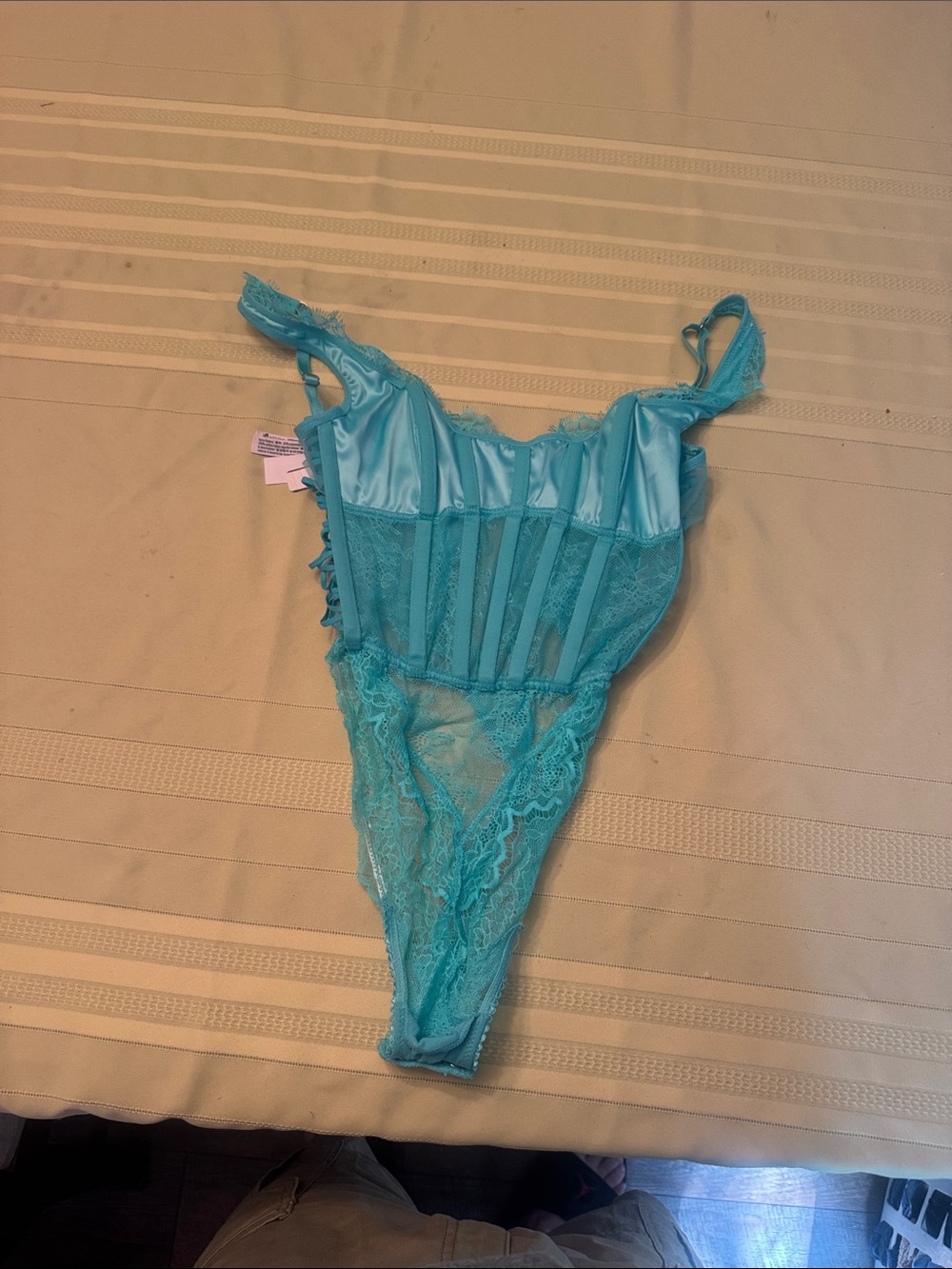 Victoria's Secret Turquoise Lace & Satin Teddy